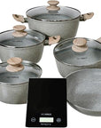 Jogo De Panelas 5 Peças + Balança Digital Marble Cappuccino