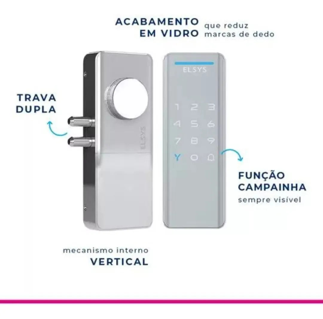 Fechadura Eletrônica Digital Sobrepor Prata Elsys ESF-DS1100V – Prata