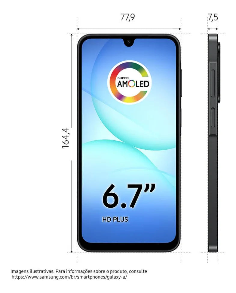 Smartphone Samsung Galaxy A17 5G, 128GB, 4GB, 50MP Tela 6.7" - Preto