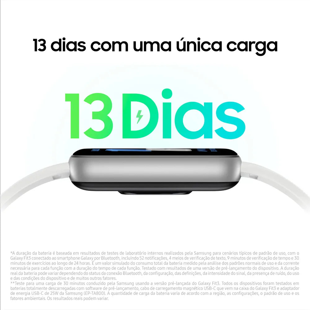 Samsung Smartwatch Galaxy Fit3 Prata, Pulseira Branca