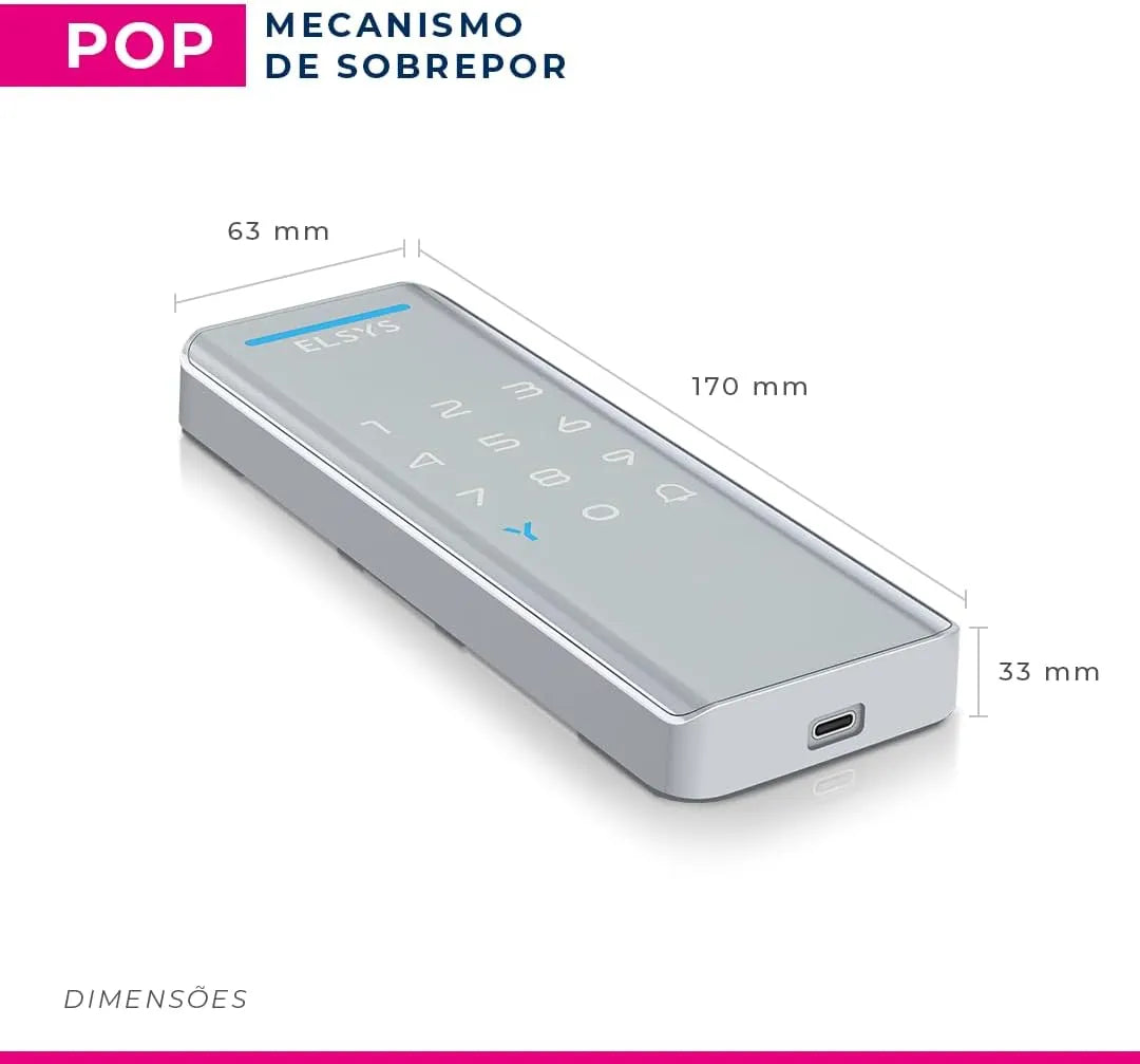 Fechadura Eletrônica Digital Sobrepor Prata Elsys ESF-DS1100V – Prata