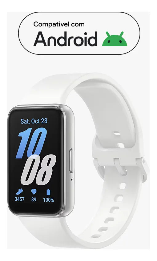 Samsung Smartwatch Galaxy Fit3 Prata, Pulseira Branca