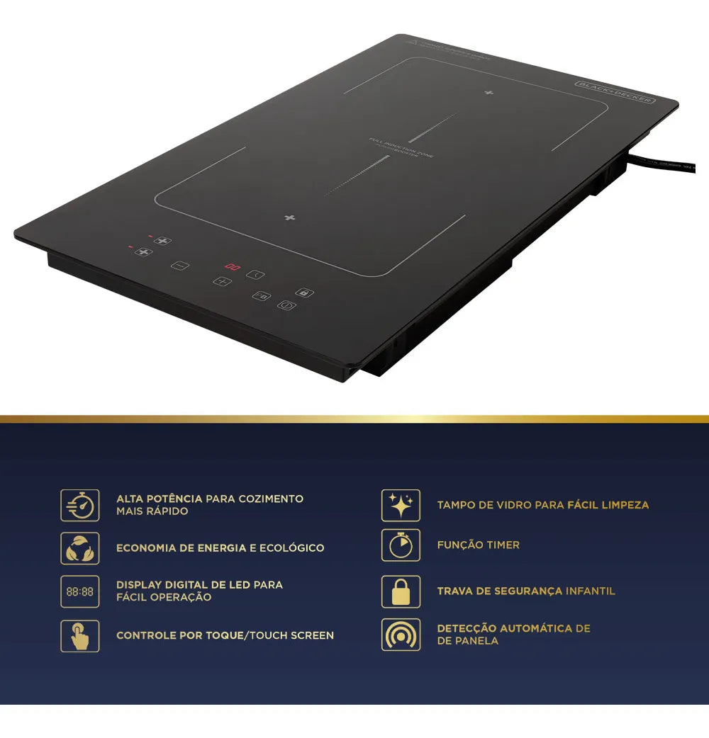 Cooktop De Inducao 2 Zonas Power Booster 3500w Black&Decker - 220v