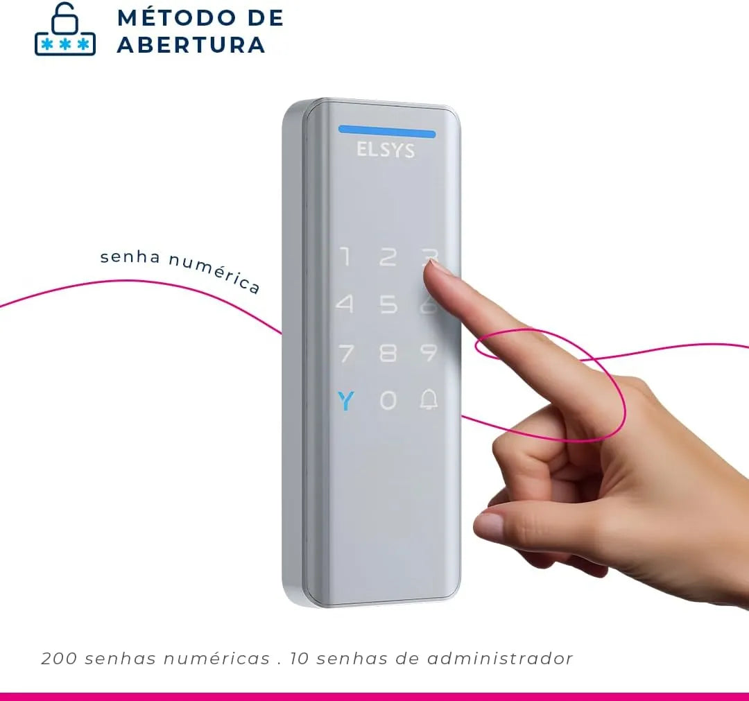 Fechadura Eletrônica Digital Sobrepor Prata Elsys ESF-DS1100V – Prata