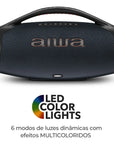 Caixa Boombox Plus AIWA BBS-01-LBL 200W BT 30H IP66 USB RGB