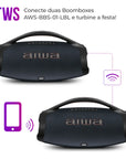 Caixa Boombox Plus AIWA BBS-01-LBL 200W BT 30H IP66 USB RGB