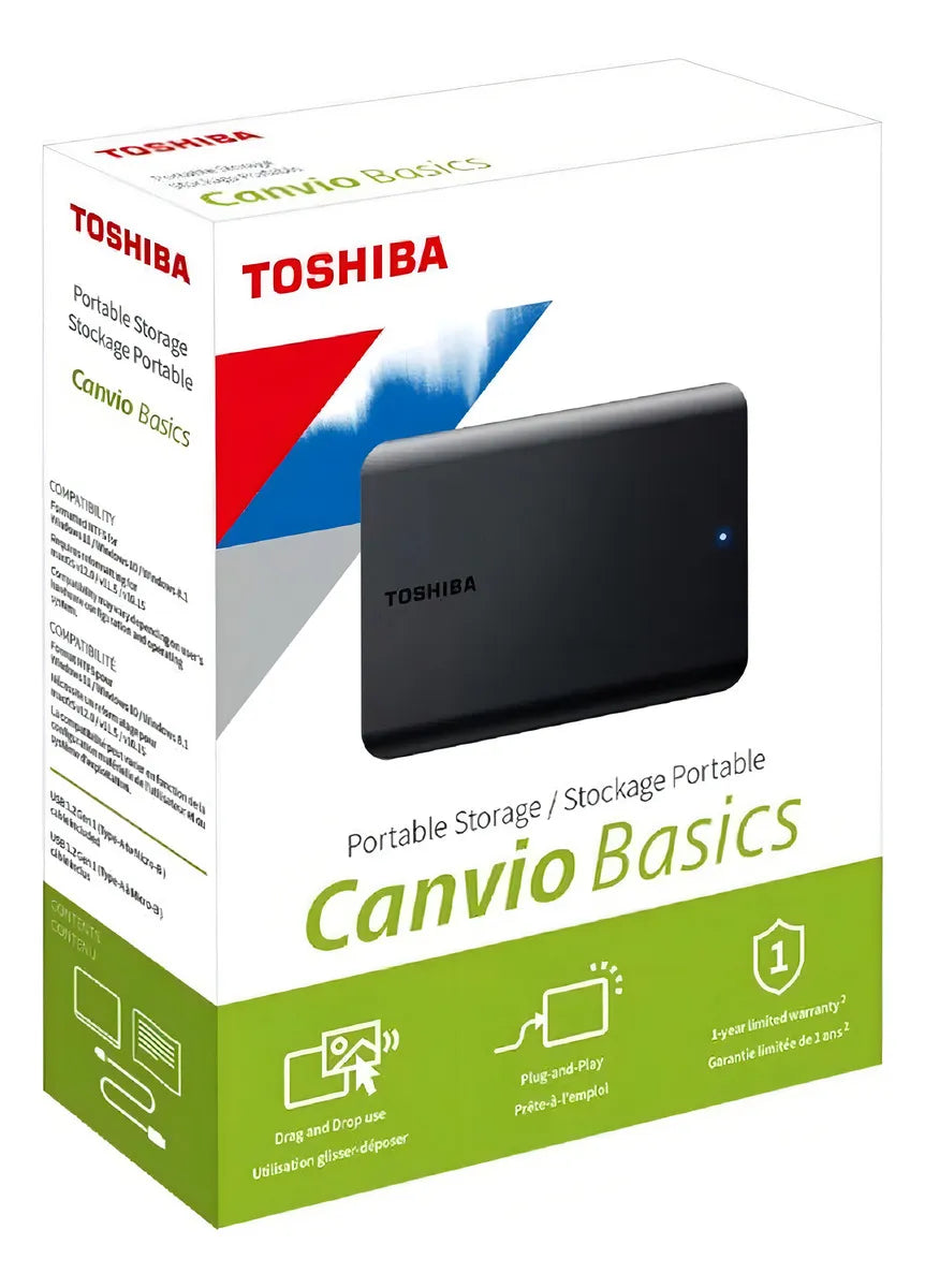 HD Externo Toshiba 1TB Canvio Basics Preto HDTB510XK3AA