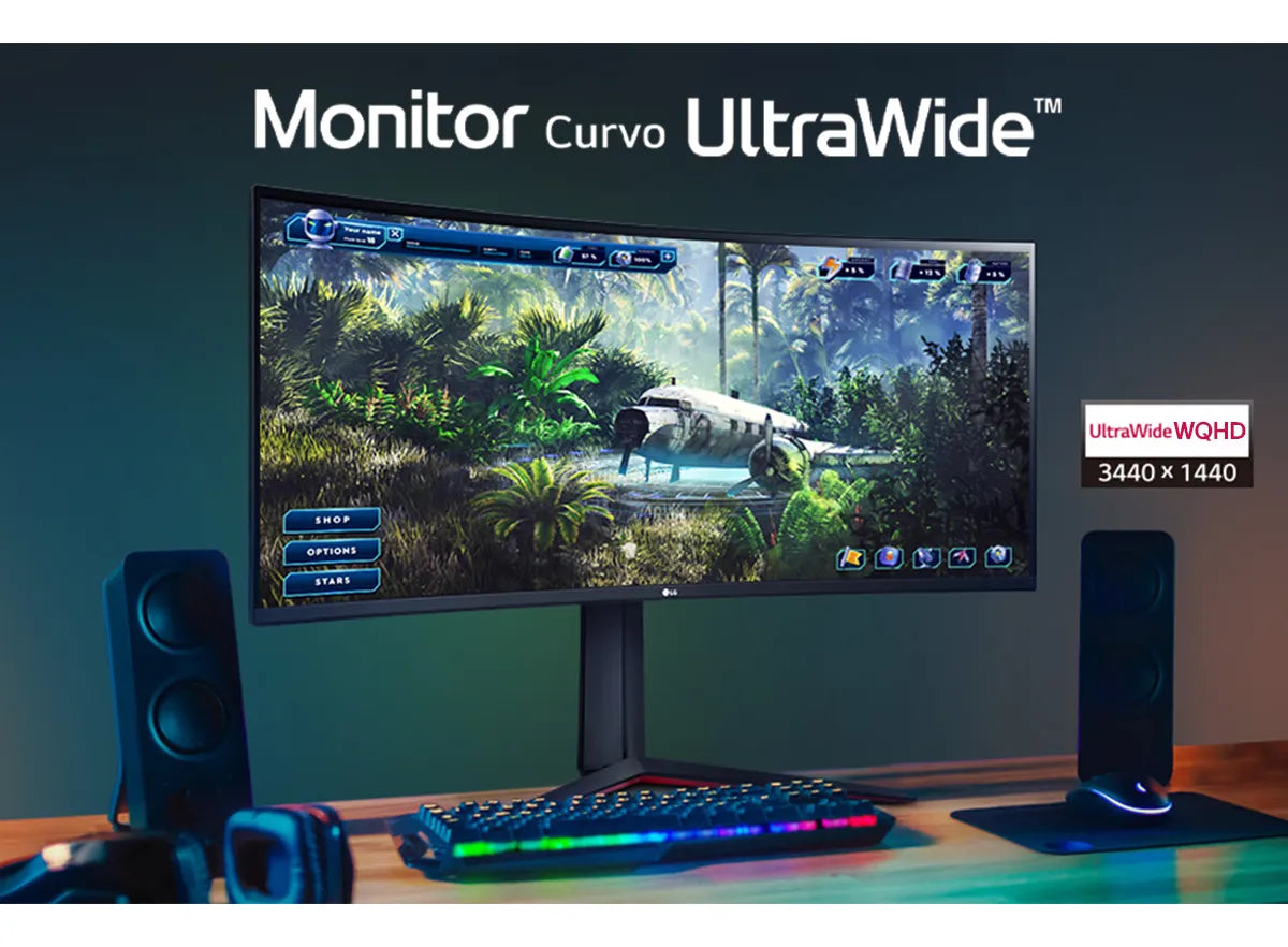Monitor Gamer 34" LG Ultragear Curvo –Tela VA 34GP63A-B
