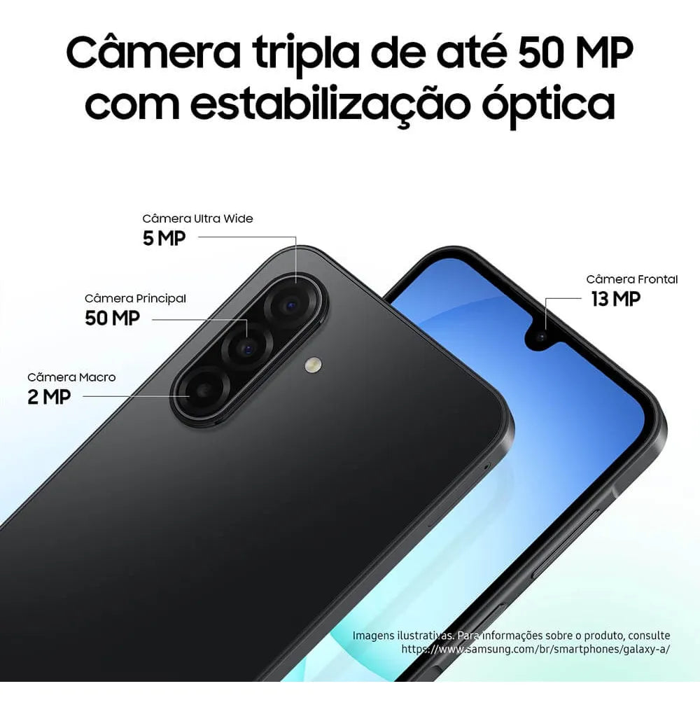 Smartphone Samsung Galaxy A17 5G, 128GB, 4GB, 50MP Tela 6.7" - Preto
