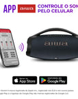Caixa Boombox Plus AIWA BBS-01-LBL 200W BT 30H IP66 USB RGB