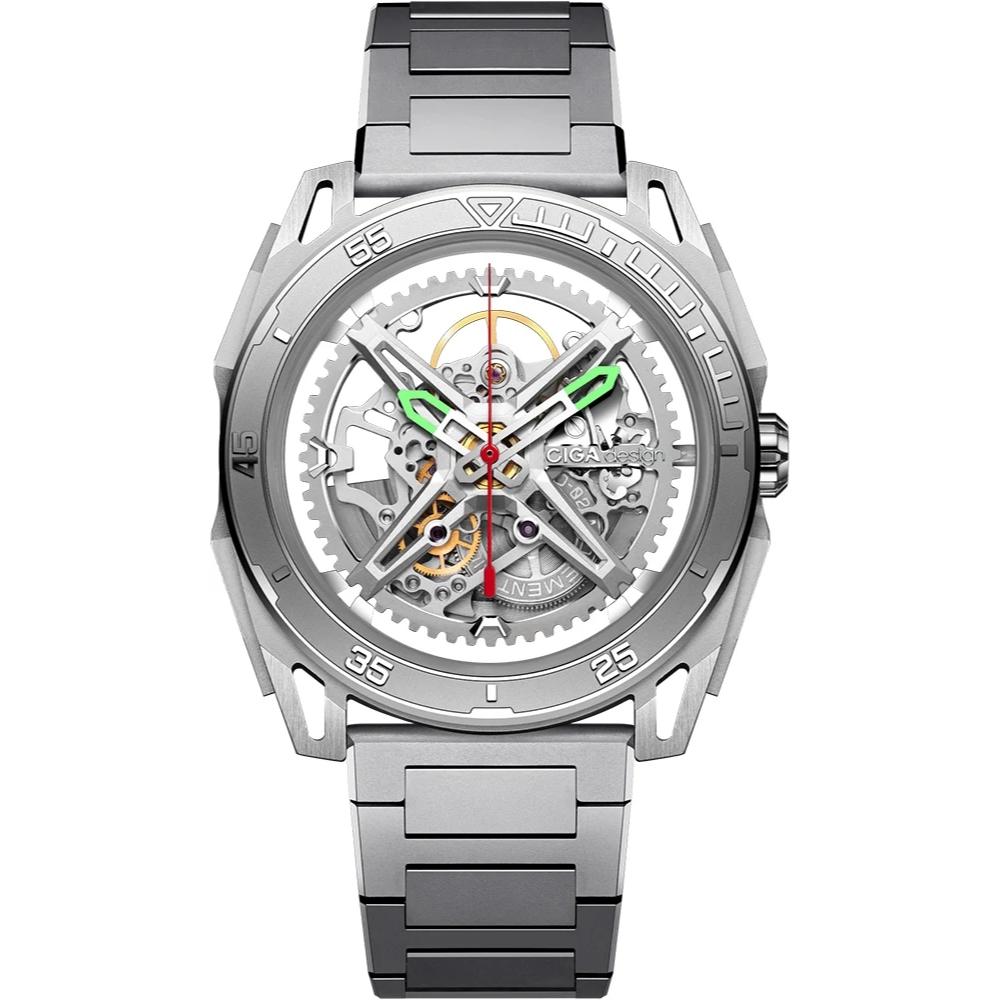 Relógio Masculino CIGA design Skeleton EDGE Falcon Silver Z039 SS01 1S