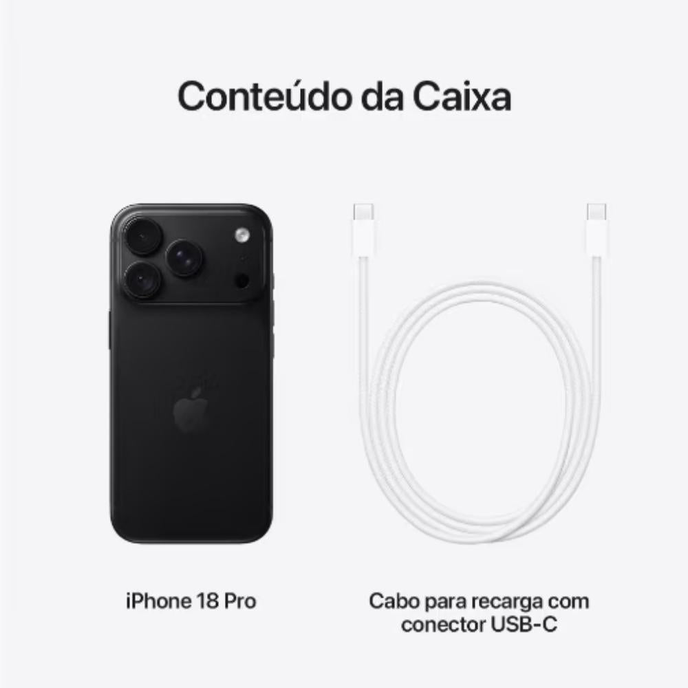 Apple iPhone 18 Pro 512GB Black Tela 6,3 pol. Câmera Tripla Principal Fusion 48 MP