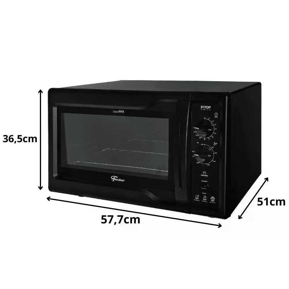 Forno Elétrico de Bancada Fischer Pop Grill 44 litros Preto 220V