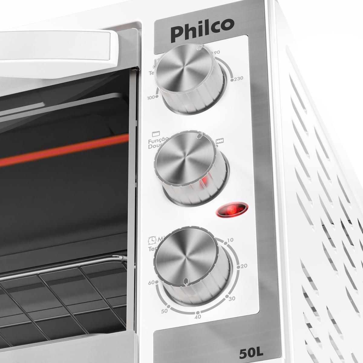 Forno Elétrico Philco 50L Branco Dupla Resistência PFE52B Branco 220V