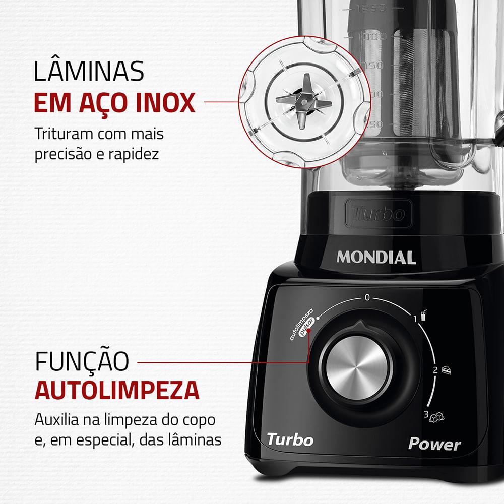 Liquidificador Mondial Turbo Power L-99 FB Preto - 220V