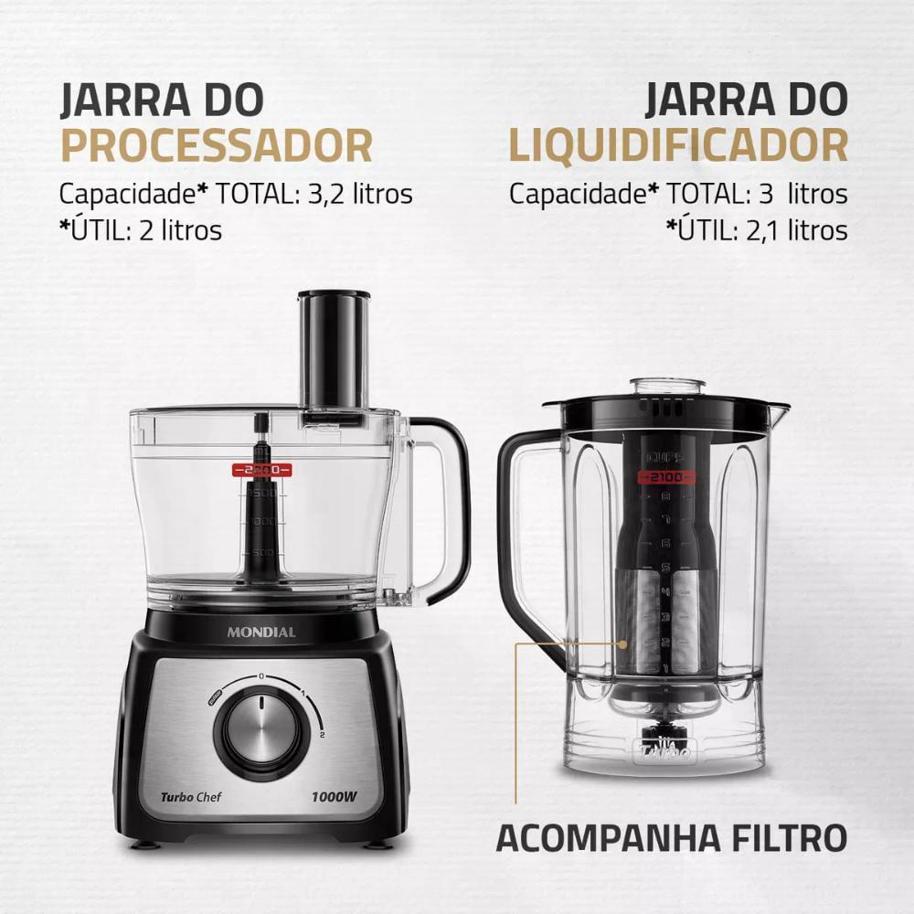 Multiprocessador Turbo Chef 5 em 1 Mondial Preto 1000W MPN-01-B 220V
