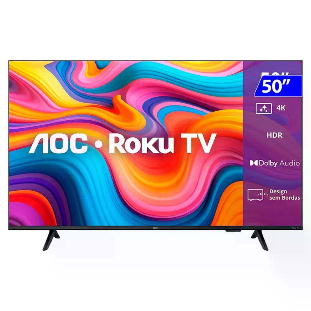 Smart TV LED 50 polegadas AOC 4K UHD DLED Roku TV 50U7066 78G 60 Hz Quad Core Dolby Digital