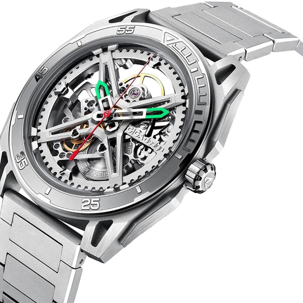 Relógio Masculino CIGA design Skeleton EDGE Falcon Silver Z039 SS01 1S