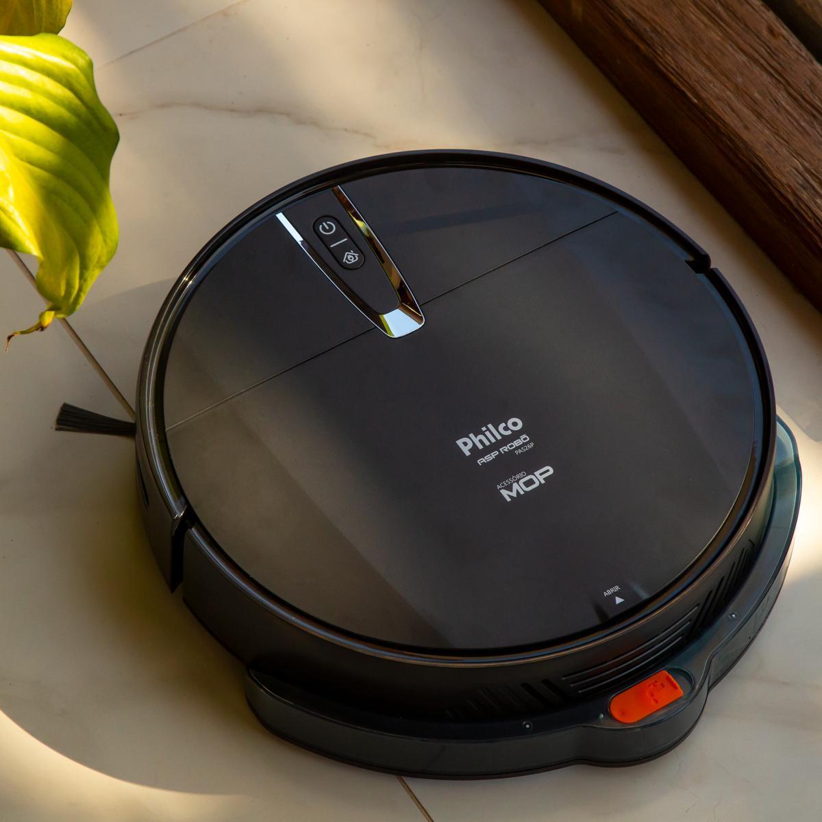 Robô Aspirador de Pó Philco 3 em 1 Função MOP PAS26P Bivolt Preto