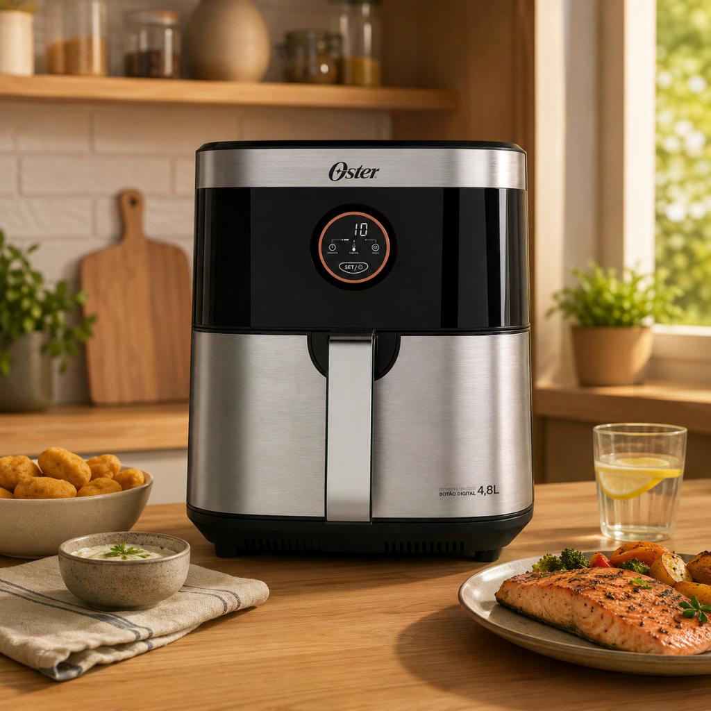 FRITADEIRA OSTER BLACK&INOX SEM ÓLEO, 4,