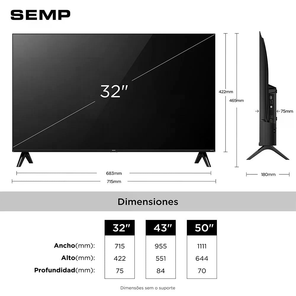 SMART TV SEMP 32” 32S42R FULL HD ROKU