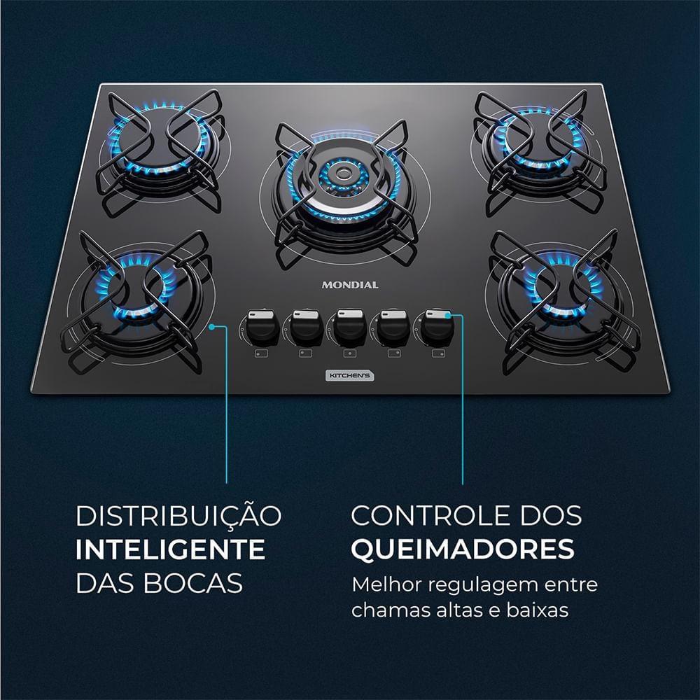 COOKTOP GÁS 5 BOCA PRETO/INOX CTG03