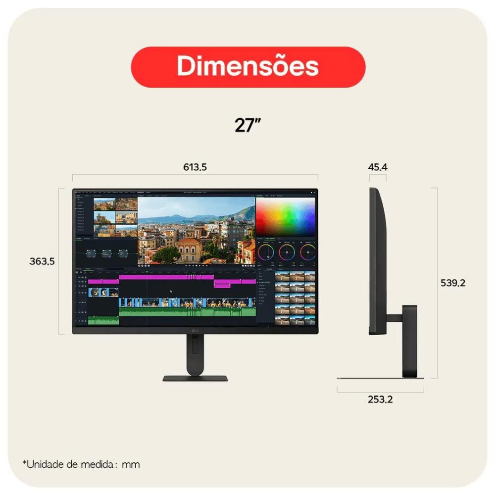 Monitor LG 27 polegadas 27U711B UltraFine U711 Tela IPS UHD 4K HDR10 HDMI DisplaPort Preto