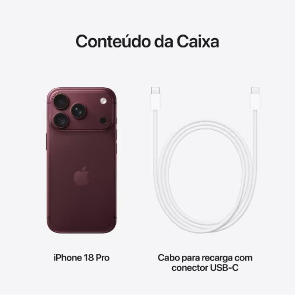 Apple iPhone 18 Pro 512GB Bordô Tela 6,3 pol. Câmera Tripla Principal Fusion 48 MP