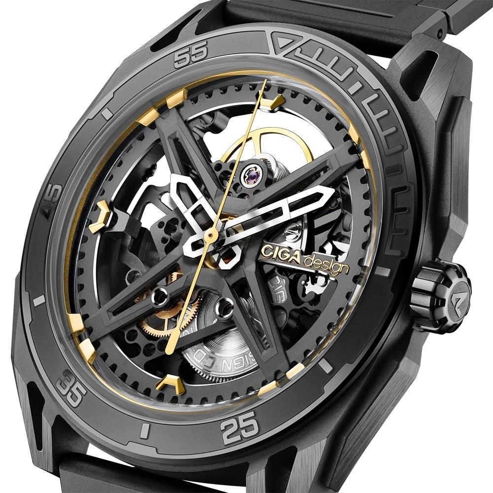 Relógio Masculino CIGA design Skeleton EDGE Falcon Carbon Z039 GG01 1G
