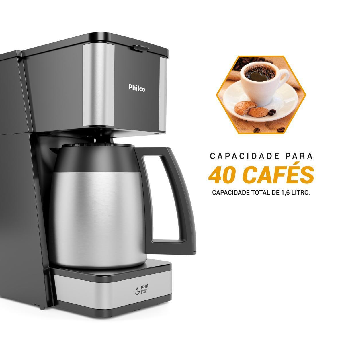 Cafeteira Philco 40 cafezinhos 1,6L Jarra em Inox PCF40D 220V