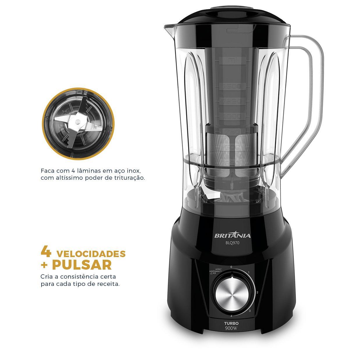 Liquidificador Britânia BLQ970P Turbo 900W Preto 127V