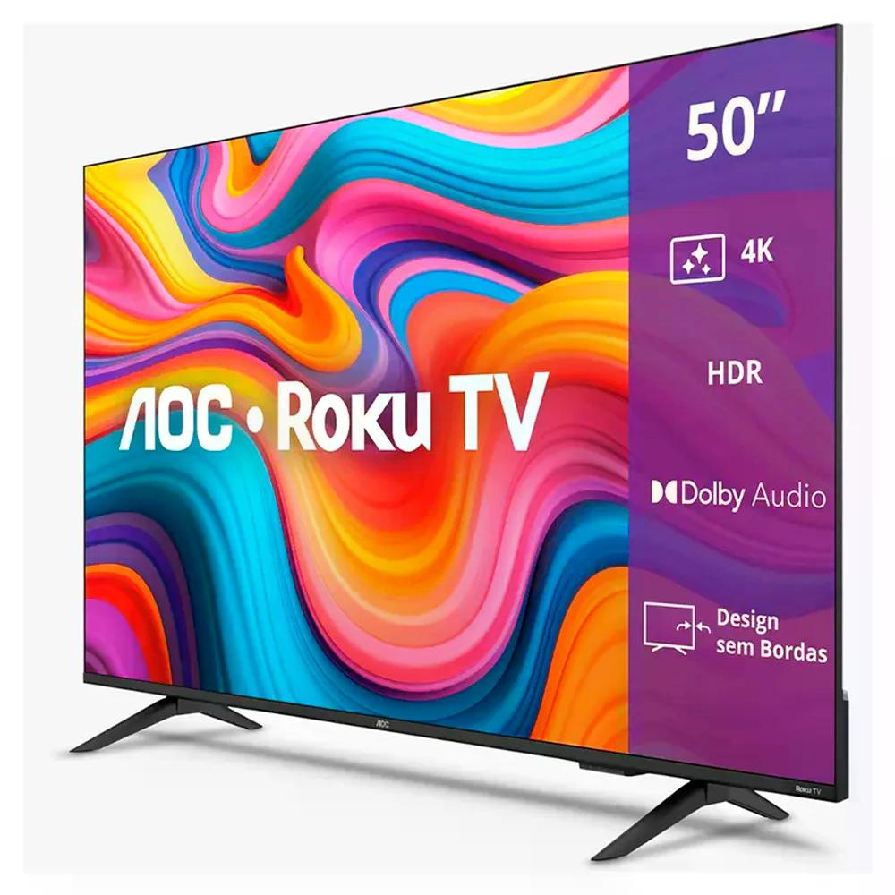 Smart TV LED 50 polegadas AOC 4K UHD DLED Roku TV 50U7066 78G 60 Hz Quad Core Dolby Digital