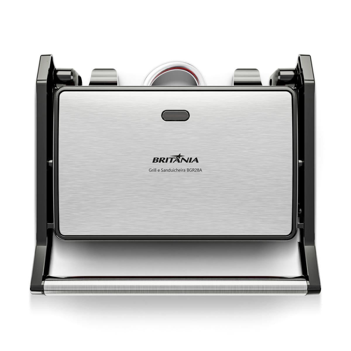 Grill e Sanduicheira Britânia BGR28A 2 em 1 Abertura 180º 127V Inox