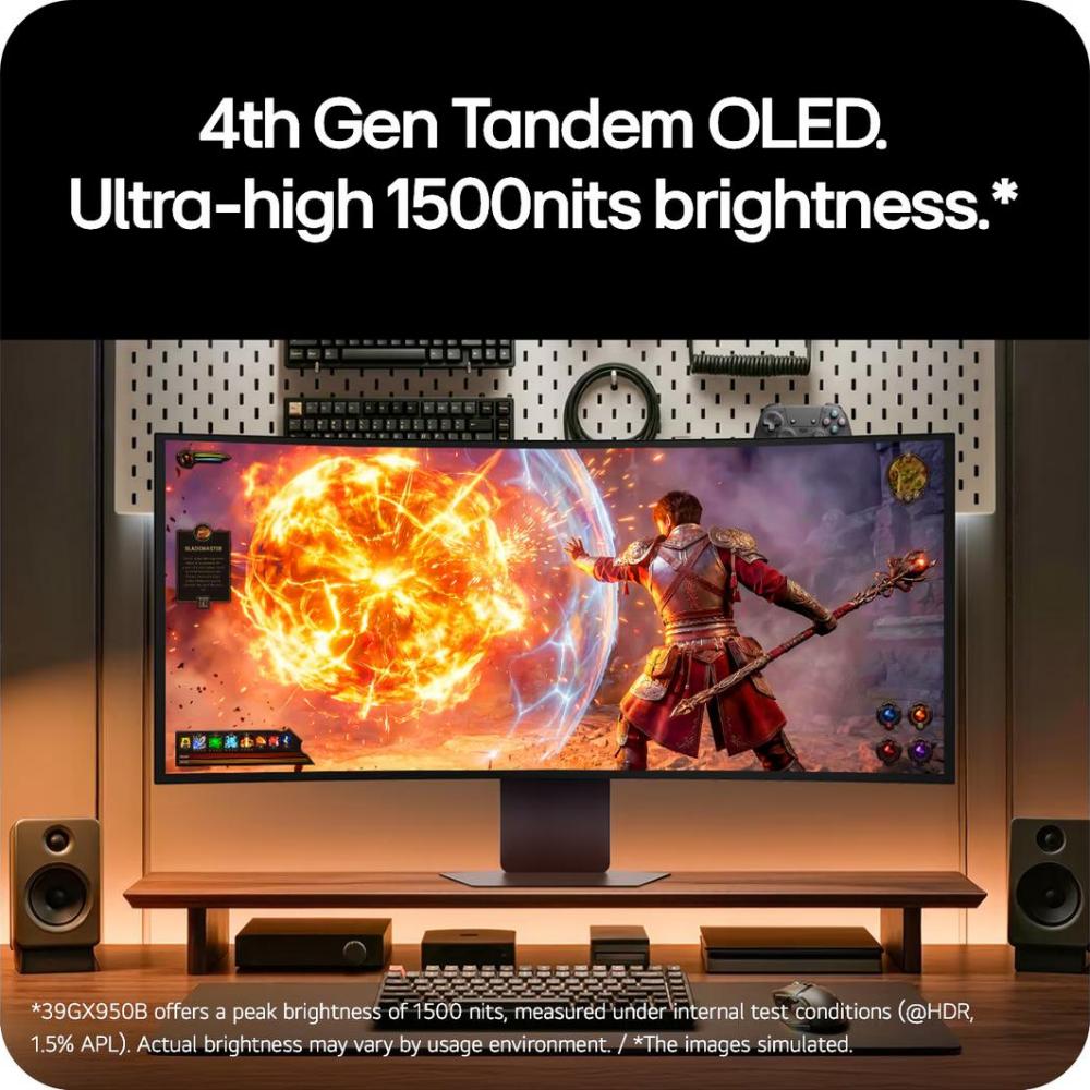 Monitor LG 39 polegadas UltraGear OLED 39GX950B 5K2K Dual Mode 165Hz FHD 330Hz 0,03ms GtG NVIDIA