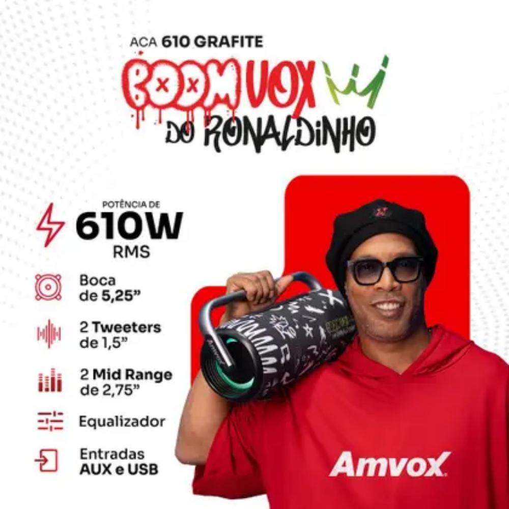 Caixa Amplificadora Amvox ACA 610 Boombox Grafite