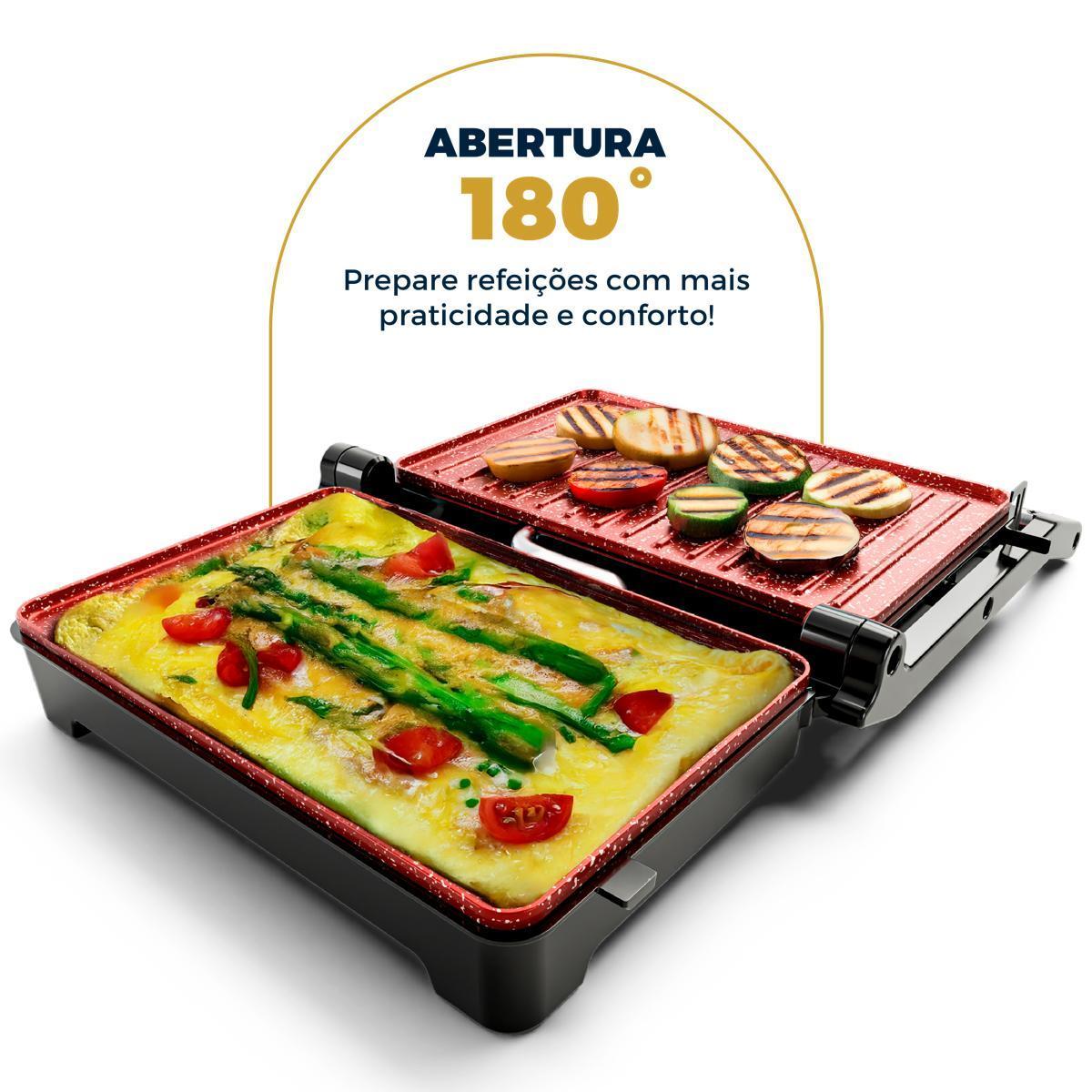 Grill e Sanduicheira Britânia BGR28A 2 em 1 Abertura 180º 127V Inox