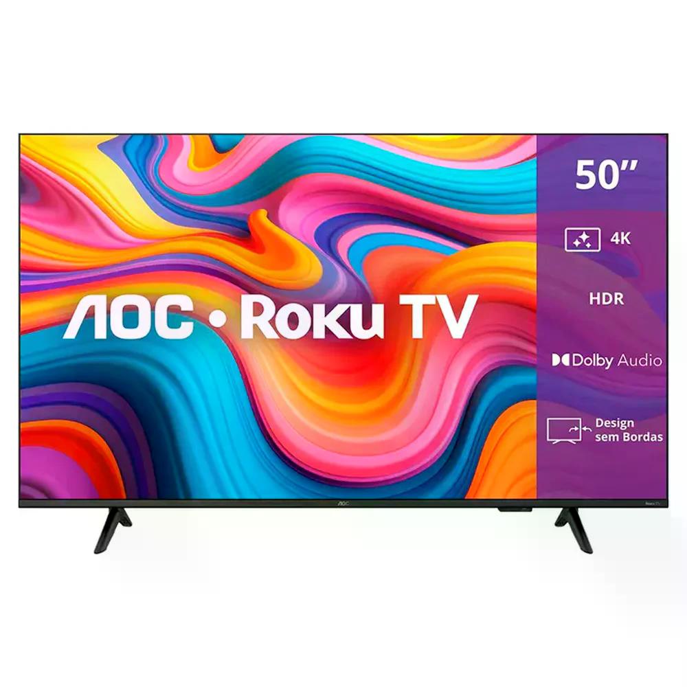 Smart TV LED 50 polegadas AOC 4K UHD DLED Roku TV 50U7066 78G 60 Hz Quad Core Dolby Digital