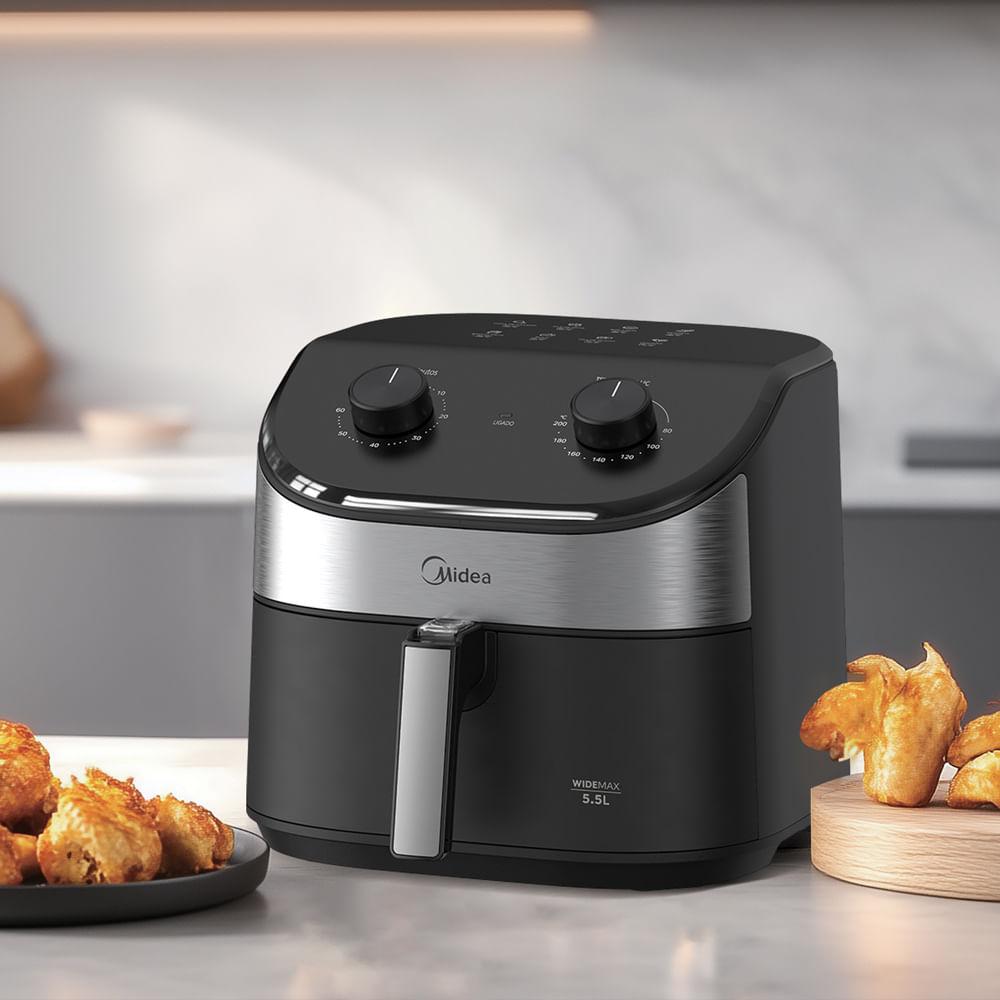 Fritadeira Air Fryer 4,5L Widemax Cyclone Preto e Inox Midea