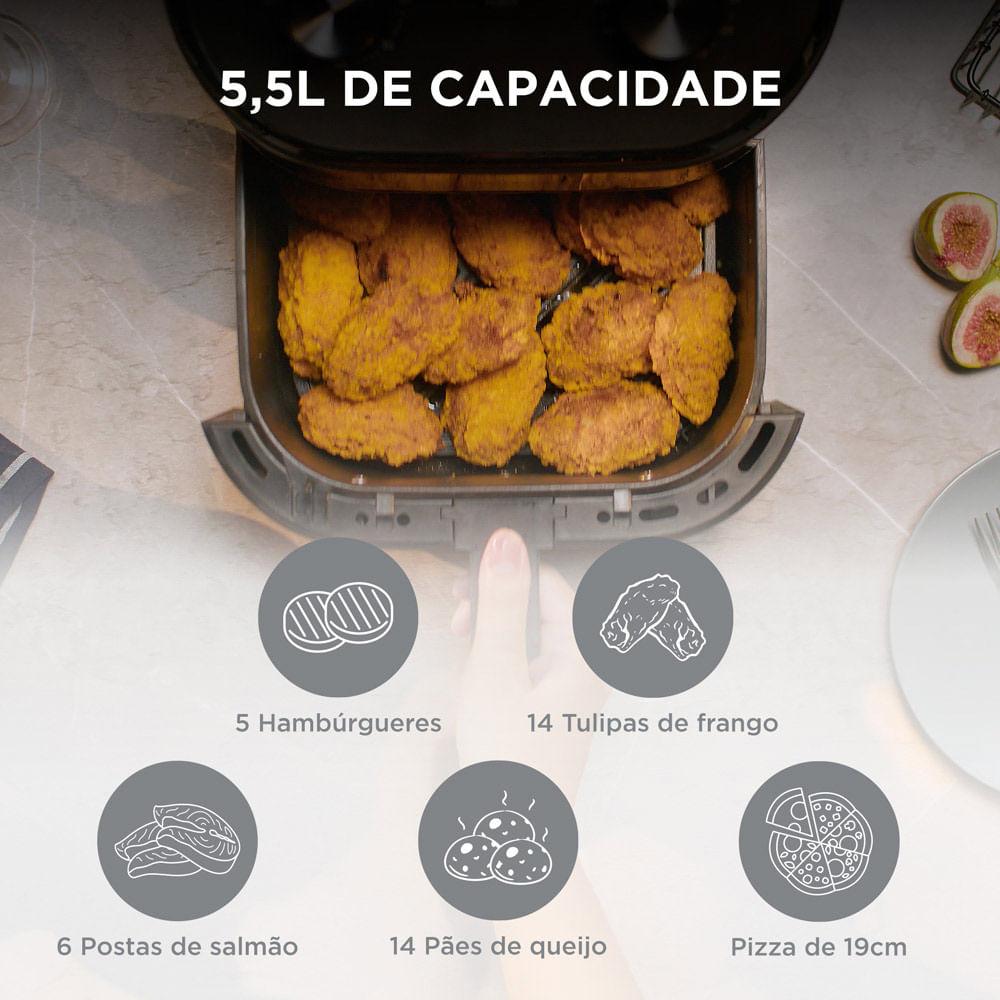 Fritadeira Air Fryer 4,5L Widemax Cyclone Preto e Inox Midea