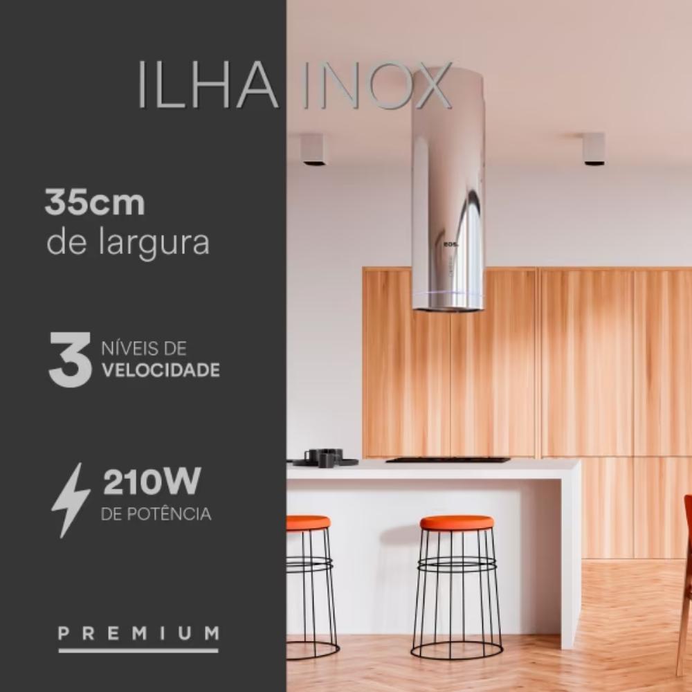 Coifa e Depurador de Ilha Redonda EOS Inox 35CM ECO40IR 127V