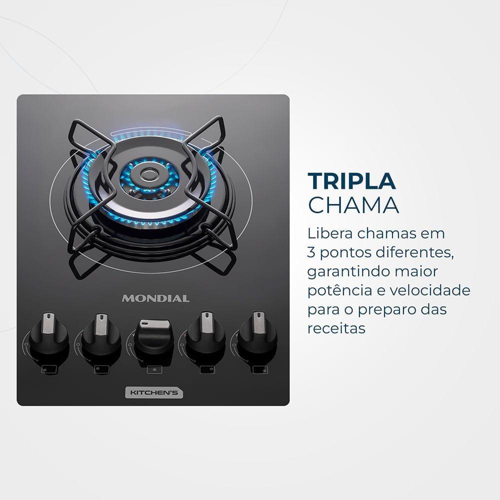 COOKTOP GÁS 5 BOCA PRETO/INOX CTG03