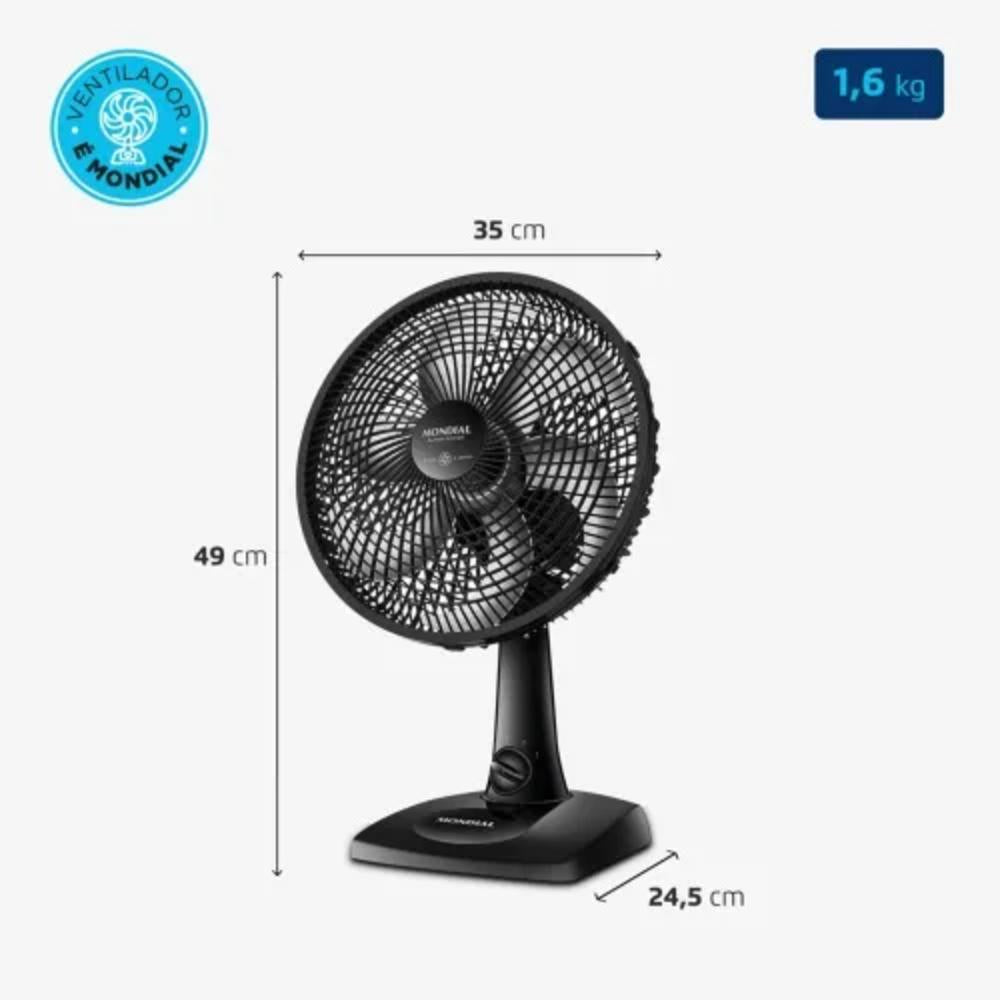 Ventilador de Mesa Mondial 30cm Super Power VSP–30–B 55W 220V Preto