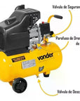 Motocompressor De Ar 21,6l Mcv 216 Vonder Cor Amarelo Fase Elétrica Monofásica Frequência 60 Hz