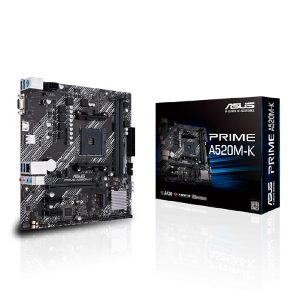 Placa Mãe Am4 Asus A520m-k Prime, Ddr4, Vga, HDMI, M.2