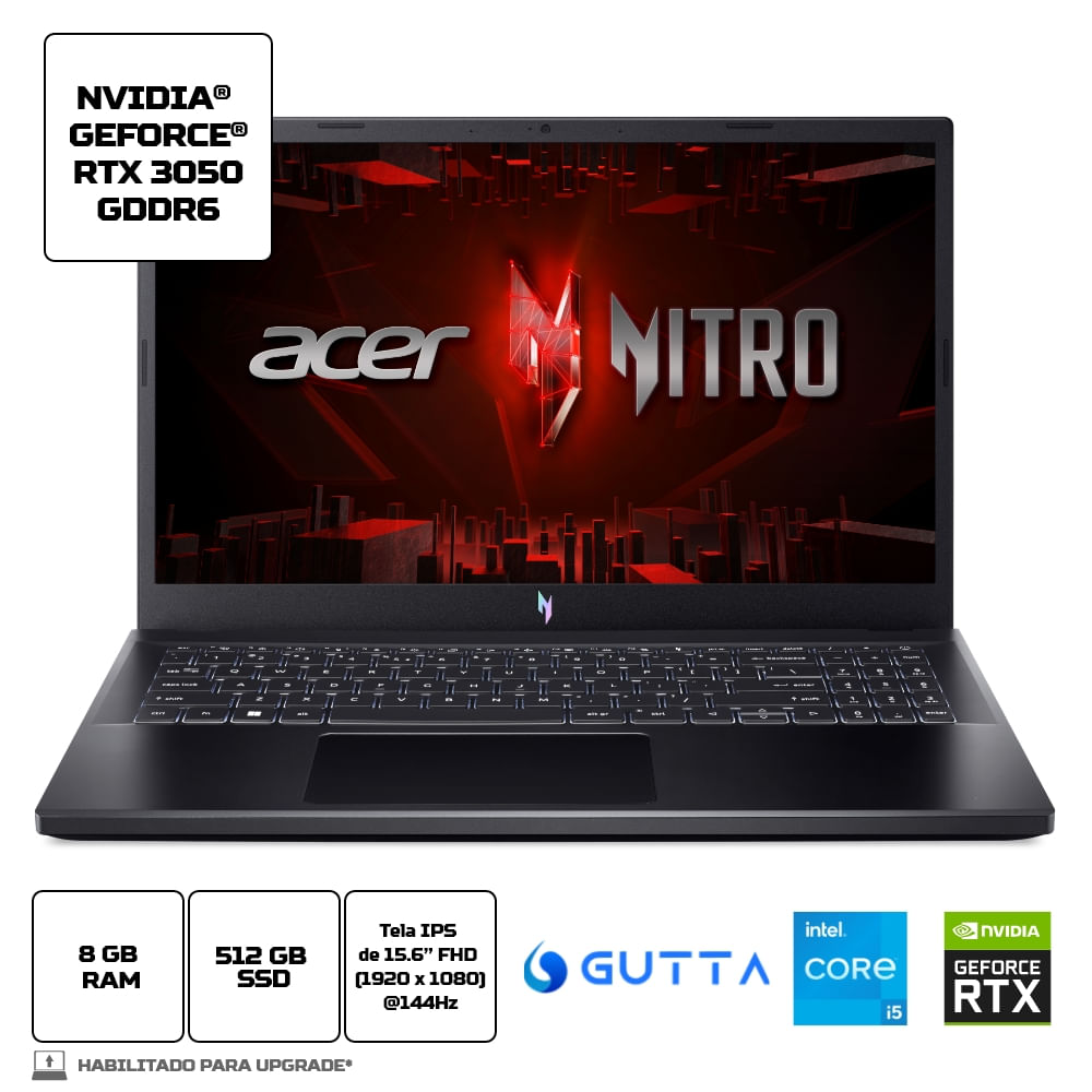 Notebook Gamer ACER ANV15-51-57WS Gam CI5-13º 8G 512G