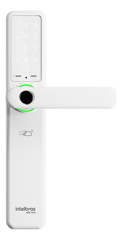 Fechadura Digital De Embutir Com Maçaneta Intelbras Mfr 7000 Branca