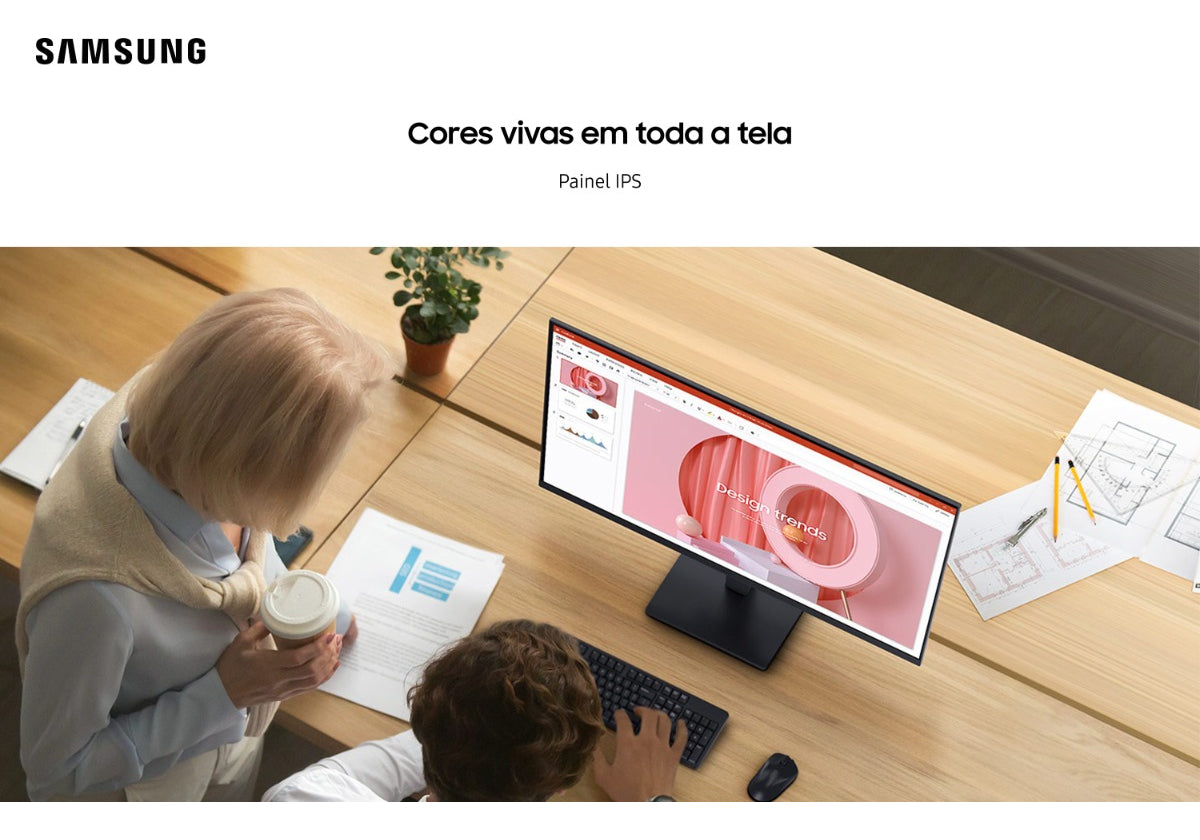 Monitor Gamer Samsung 24 Fhd,100 Hz, Hdmi, Vga,preto, S3