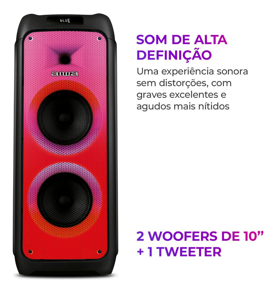 Caixa de Som PartyBox AIWA PB-06 Bluetooth 20H RGB USB TWS Preto