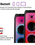 Caixa de Som PartyBox AIWA PB-06 Bluetooth 20H RGB USB TWS Preto
