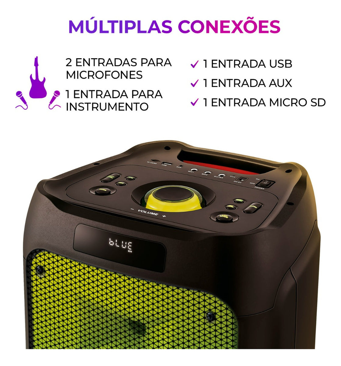 Caixa de Som PartyBox AIWA PB-06 Bluetooth 20H RGB USB TWS Preto